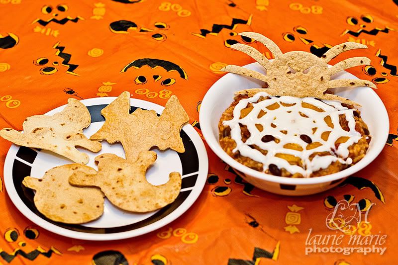 Halloween Spider Soup, Halloween Tortilla Chips