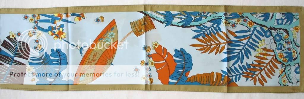 Oblong 100% Silk Twill Scarf Wrap Oriental Art Umbrella  